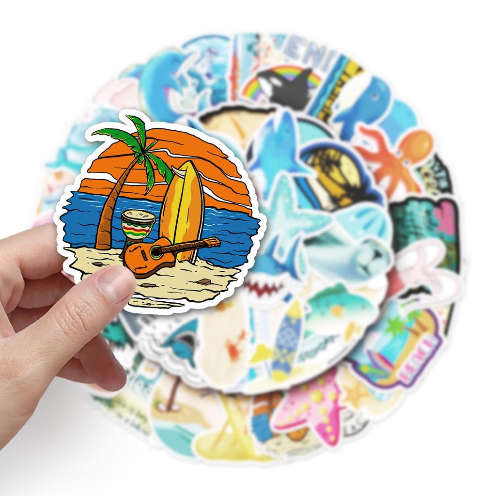 50PCS Ocean-Themed Cute Creatures Stickers for Journals, Laptops, Suitcases, and Refrigerators