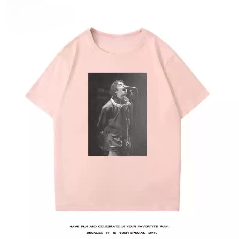 2024 Oasis Short Sleeve T-shirt Men's Spring/summer New Cotton Rock American Retro Rock Perimeter Casual Half Sleeve