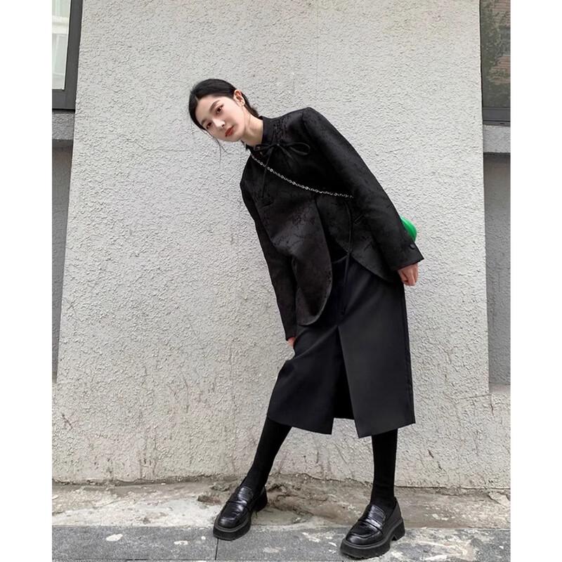 

Женский жаккардовый блейзер в новом китайском стиле JK&JS с застежками-лягушками L