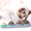 Catnips Toy Edible Ball Set Wall Mount Rotatable Natural Licking Treat Toy for Kitten of Various Age 8" Long Base X3UC