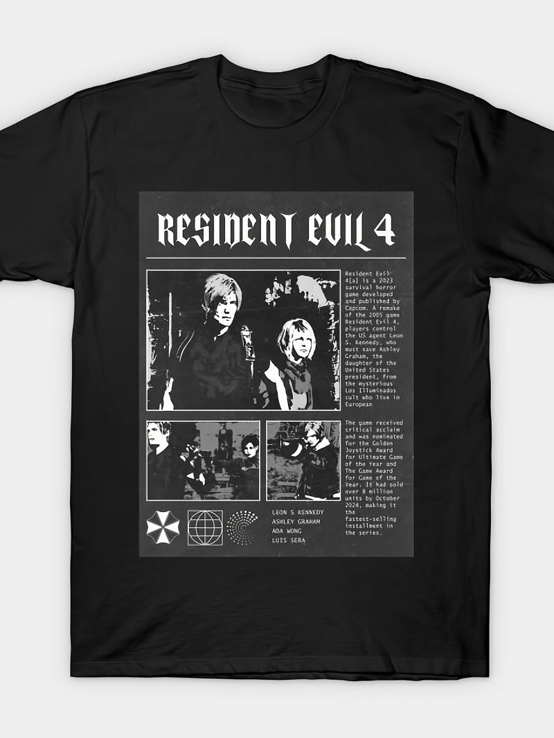 Devil Black and White Design Tshirt Biohazard Game Tshirt Unisexs Tshirt Anime Character Tshirt Summer Unisexs Tshirt S