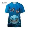 Trendy New Animal Big Shark 3D Printing T-shirt Retro Men's Summer Casual Fashion Men's T-shirt Top