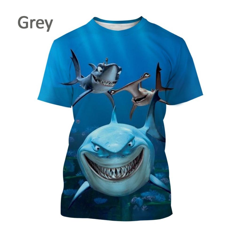 Trendy New Animal Big Shark 3D Printing T-shirt Retro Men's Summer Casual Fashion Men's T-shirt Top