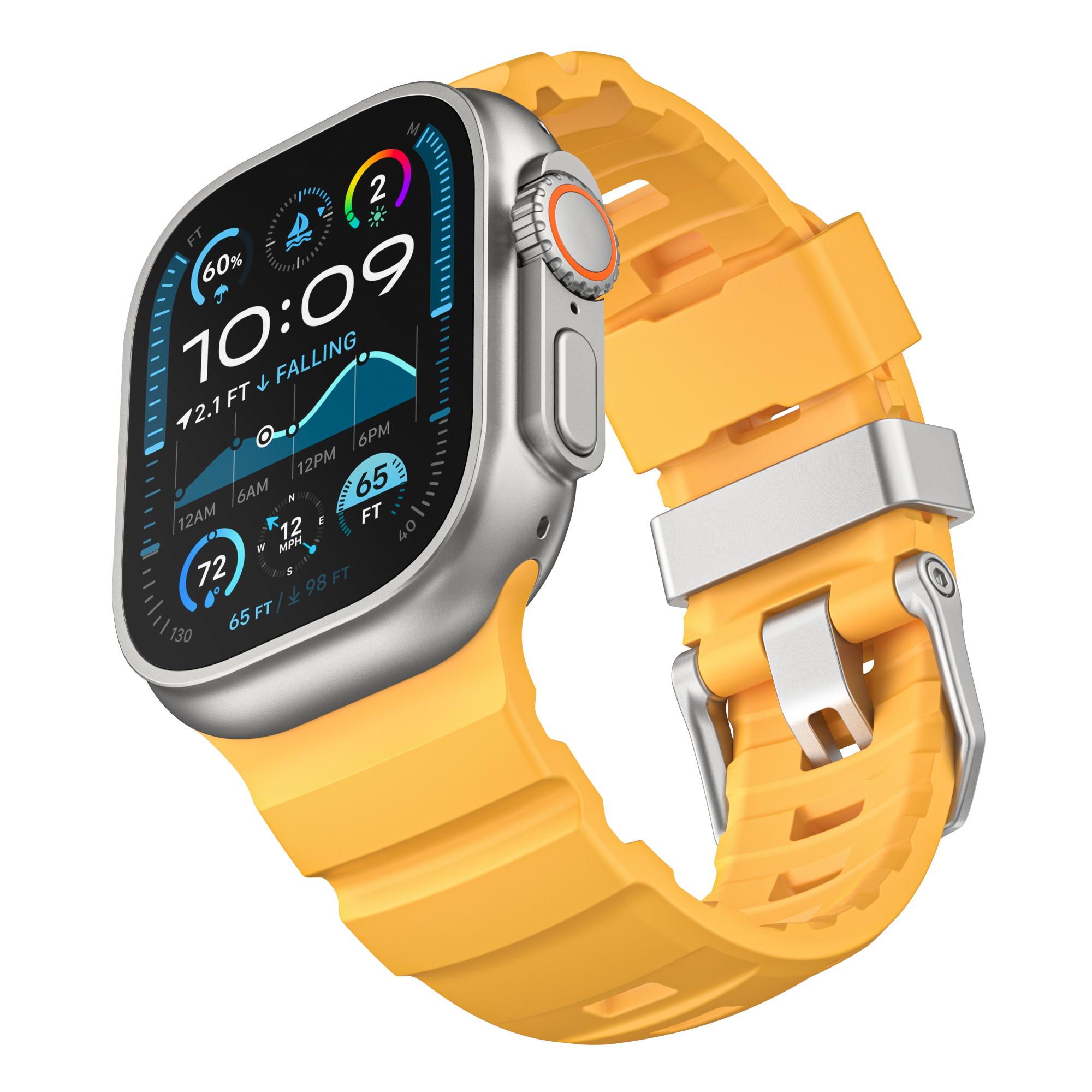 Ремешок Trail Loop для Apple Watch Band Ultra 2 49 мм 46 мм 45 мм 44 мм 42 мм Спортивный резиновый браслет iWatch Series 10 9 8 7 6 SE 5 4 42 UnsuitableS10 Titanium жёлтый