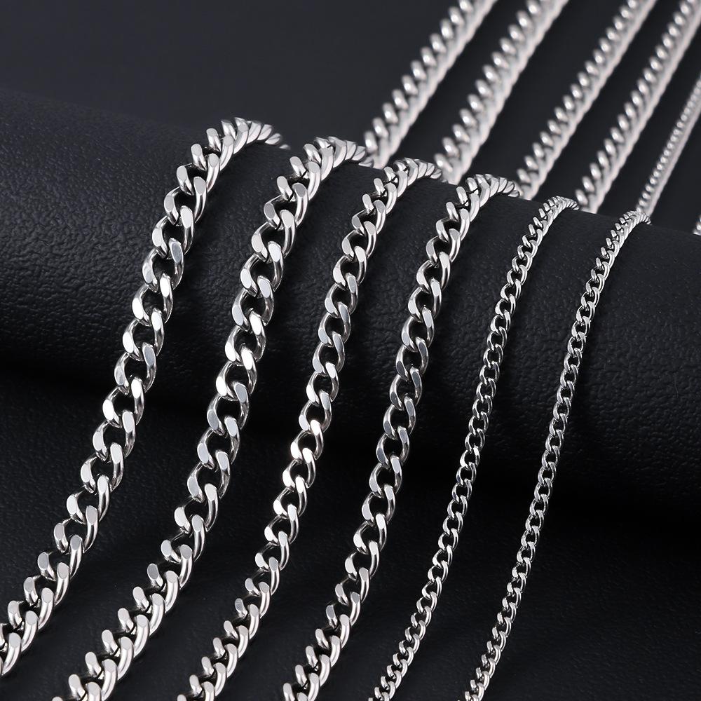 Temel Punk Paslanmaz Çelik 3,5,7mm Curb Küba Kolye Erkekler Kadınlar Için Siyah Altın Renk Link Zinciri Chokers Katı Metal Takı