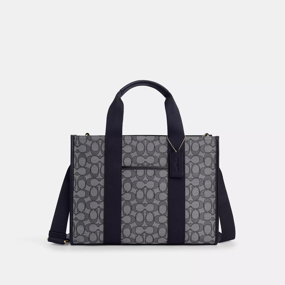 

Coach Smith Tote Bag In Signature Jacquard Gold Navy Midnight Navy One Size