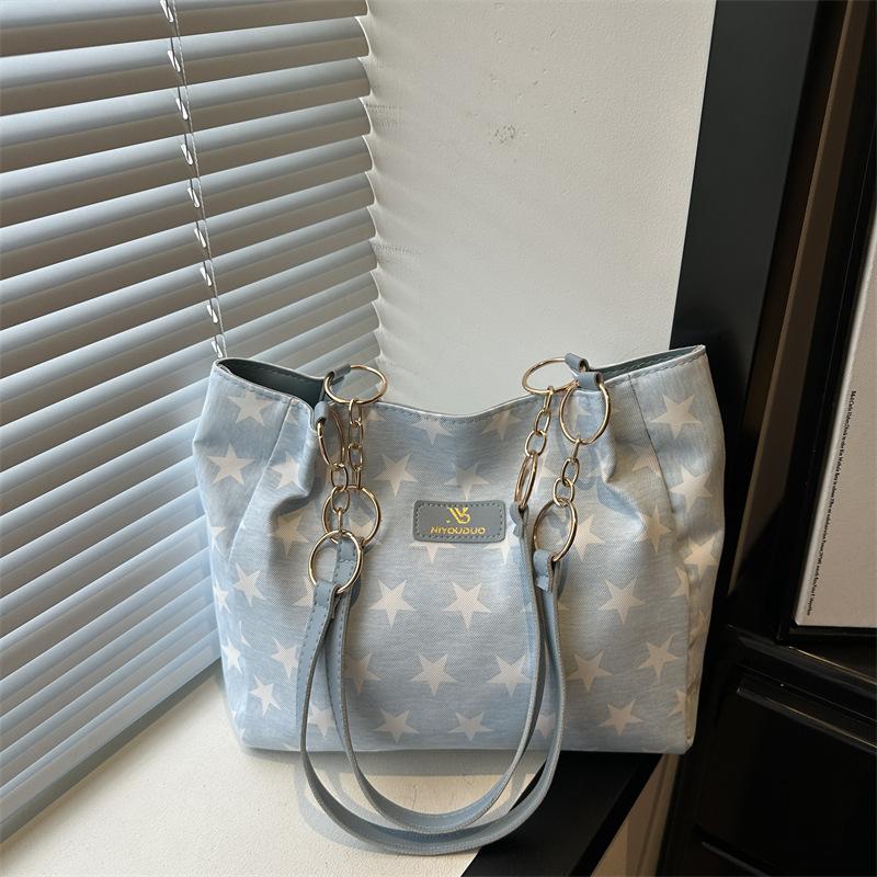 Korean ins Lazy Wind Star Bag Large Capacity Shoulder Tote Bag Female Student Versatile Casual Handbag