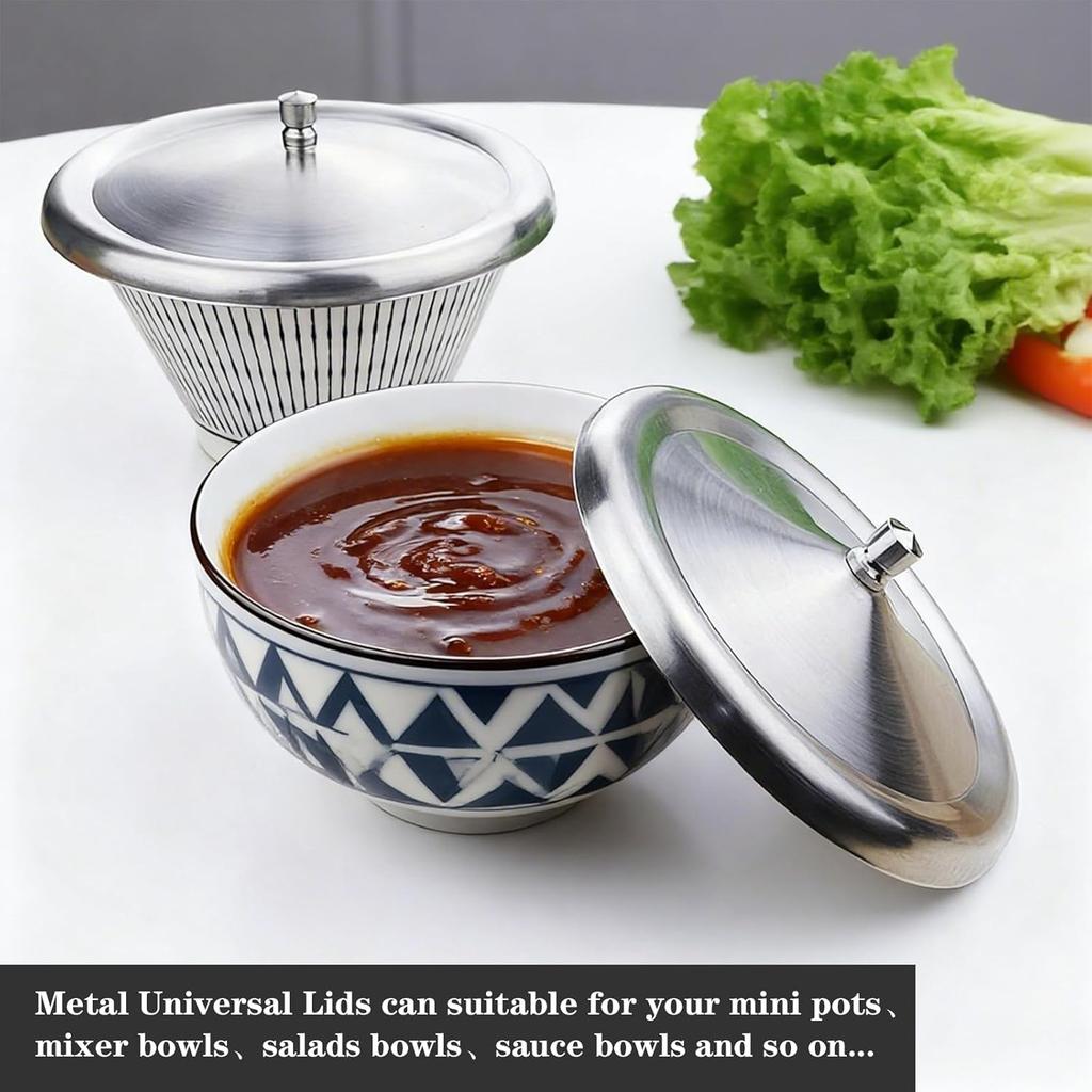 2Pcs Stainless Steel Cup Covers, 4.8Inch Coffee Mug Lid, Metal Tea Cup Cover, Universal Lid for Hot Tea Home Kitchen Camping, 12.M