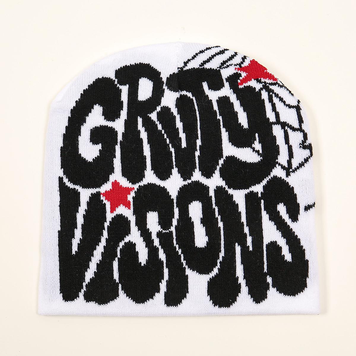 

Fashionable Streetwear Fleece Beanie Winter Hat With Letter Pattern Soft And Warm Knit Cap For Fall And Winter For Men And Women