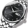 Men's Minimalist Roman Dial Waterproof Stainless Steel Wristwatch with Date, Day, and Luminous Features for All Ages.