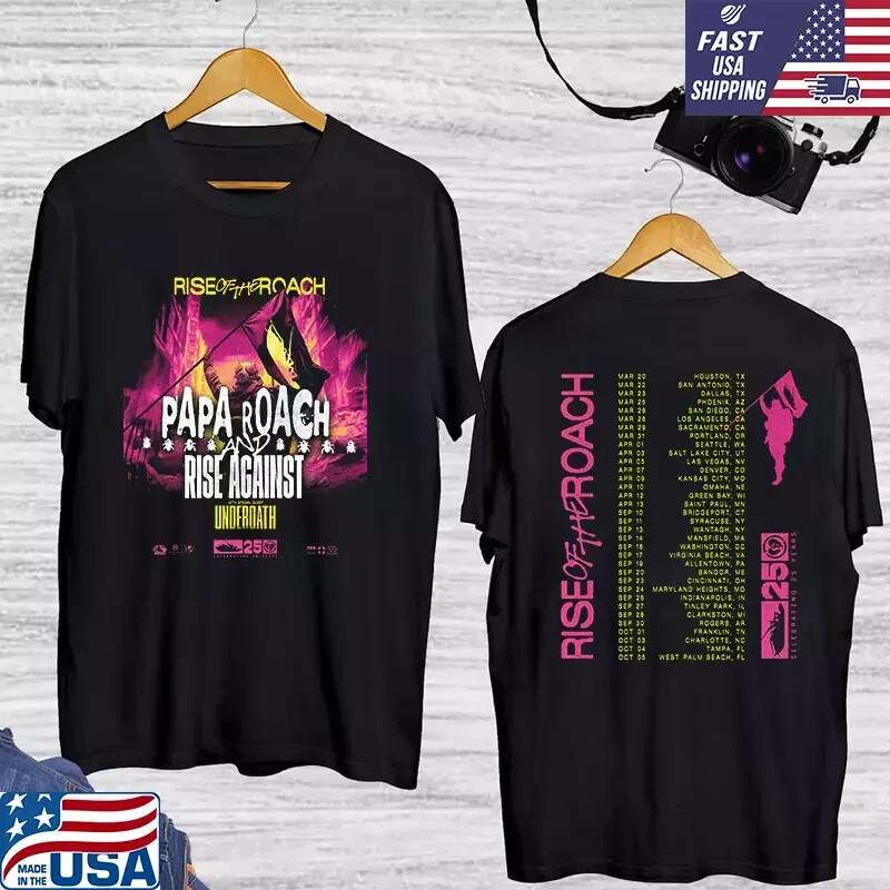 Papa Roach Rise Of The Roach Tour 2026 Double Sided T Shirt Full Size S-5XL M