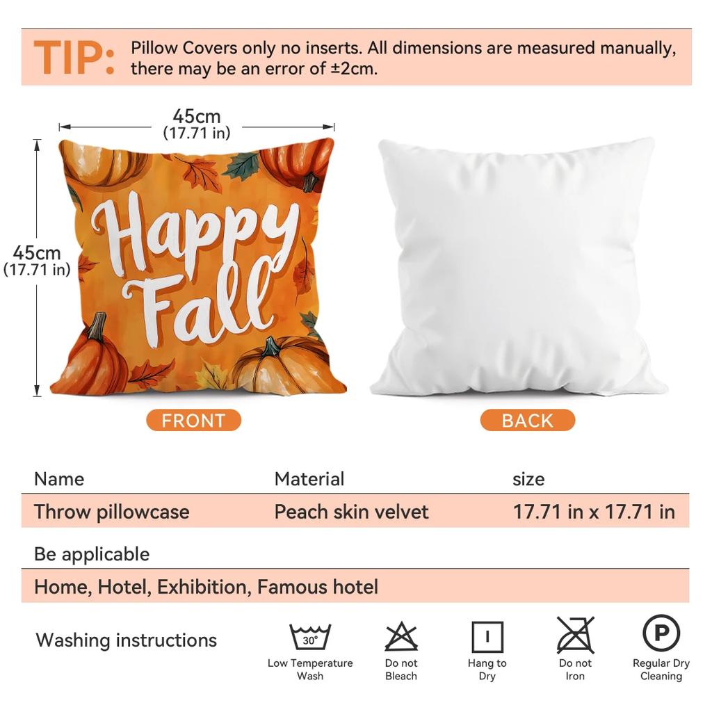 Autumn Theme Pillowcase Cushions 100% Polyester 45X45Cm Throw Pillow Cover Sofa Chair Cushion Cover Pillowslip Home Decor