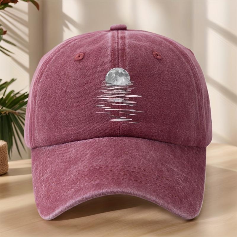 

MAKEFGE Винтажная мягкая кепка с washed-эффектом и принтом «Лунная звездная ночь» Дышащая стираная бейсболка, подходит для улицы One Size