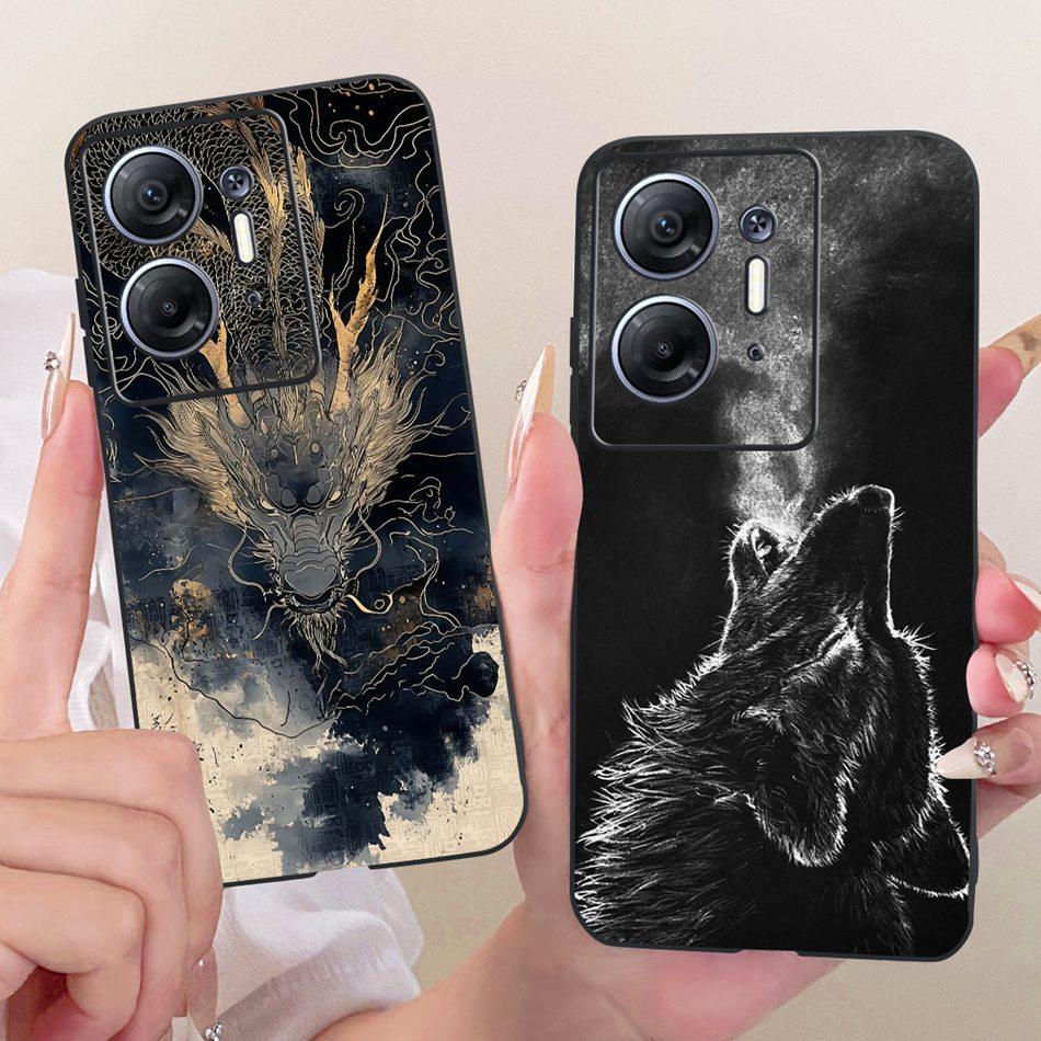 For Infinix Hot 30 5G X6832 Cool Dragon Tiger Pattern Phone Case For Infinix Hot30 5G Black Silicone Soft Cases