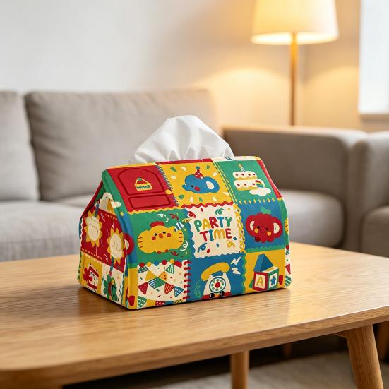 Tissue Box Rectangular Napkin Holder with Oil Painting Design Resistant To Fading Dispenser for Home Office Bathroom Kitchen Bedroom