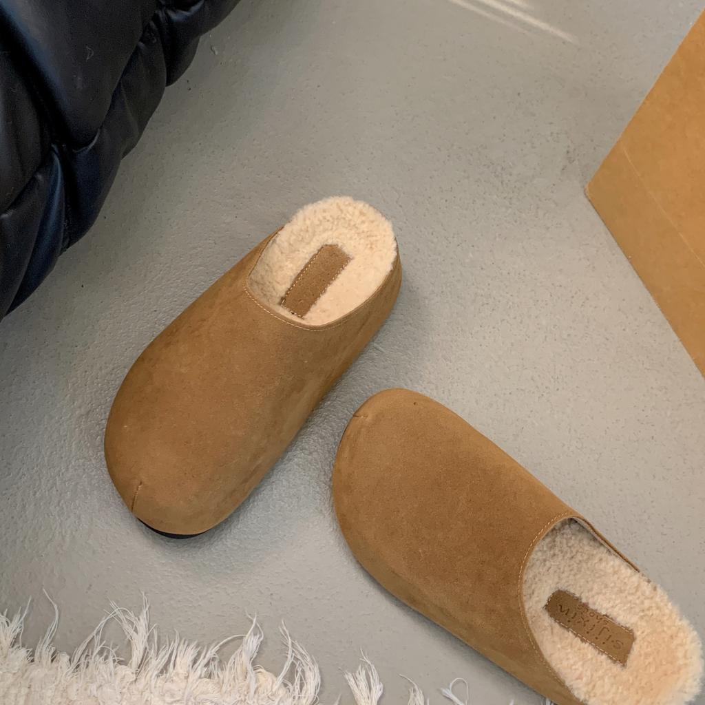 Cowhide version 2025 autumn new retro flat bottom versatile outer wear comfortable without grinding feet pedal Boken slippers