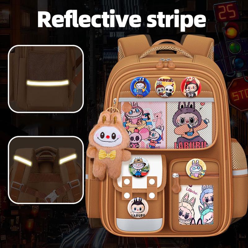 New Cartoon LABUBU Schoolbag Lightweight Burden-reduced Ridge Protection and Large-capacity Children's Schoolbag Backpack for Grades 1-6