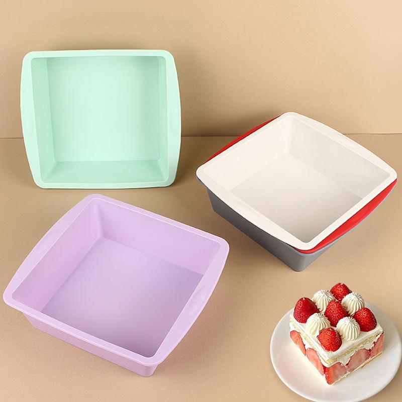 1/2Pcs Silicone Square Round Cake Plate Non-Stick Brownie Pot W/Anti-Slip Handle Oven And Air Fryer Safe Perfect For Baking Cake