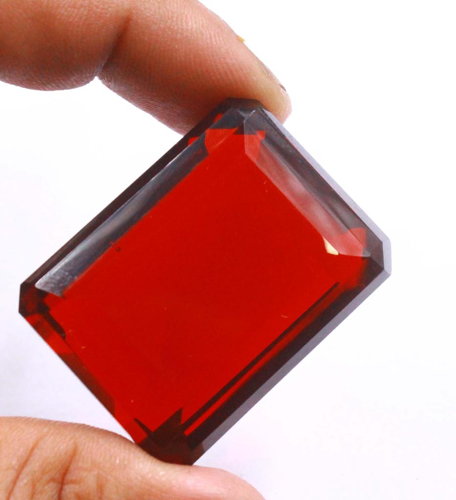 189.60 Carat Christmas Day Red Topaz Emerald Shape Lab Created Brazil Gemstone SN295