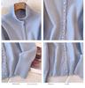 Solid Color Button-Up Knit Cardigan for Women: Loose, Casual, High Neck, Dropped Shoulder, Autumn/Winter Design.