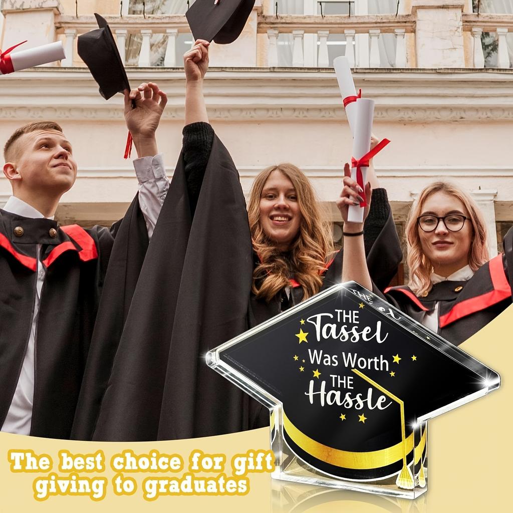 2D Flat Acrylic Graduation Cap Decoration, Indoor and Outdoor Decoration - No Battery/electricity Required, Free Day Decoration, Shop Decoration, Dura