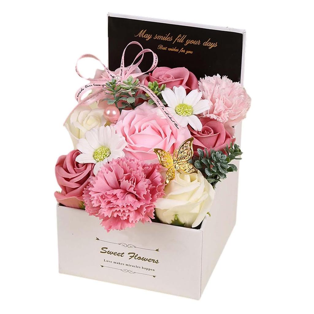 Soap Flowers Roses Bouquet in Gift Box Scented Soap Artificial Flowers Realistic & Delicate Scent for Women Mom Wife Gifts