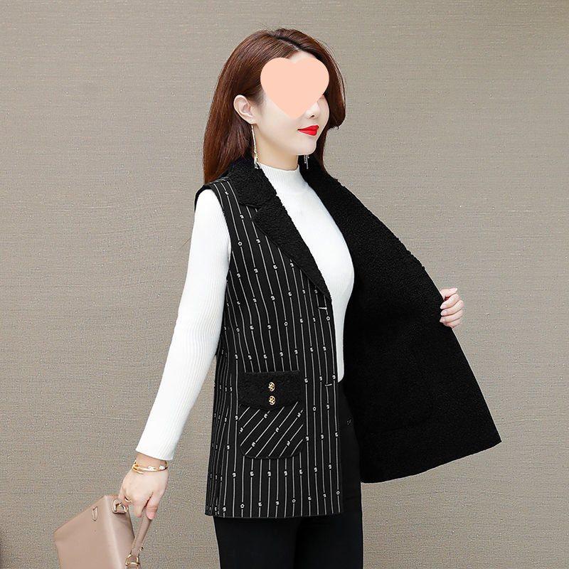 Plus Size Fleece-Lined Vest for Middle-Aged & Elderly Women - Stylish Autumn/Winter Suit Collar