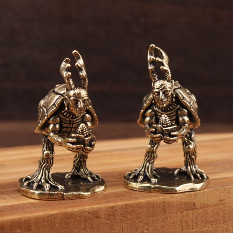 Vintage Turtle Brass Figurine Desktop Ornament Unique Handmade Table Statue for Living Room and Office