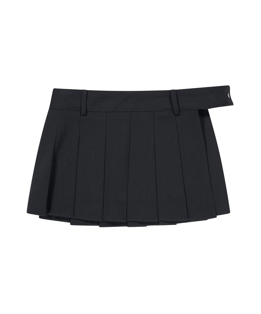 Saendeulig Layered Pleats Wrap Skirt Pants_Charcoal