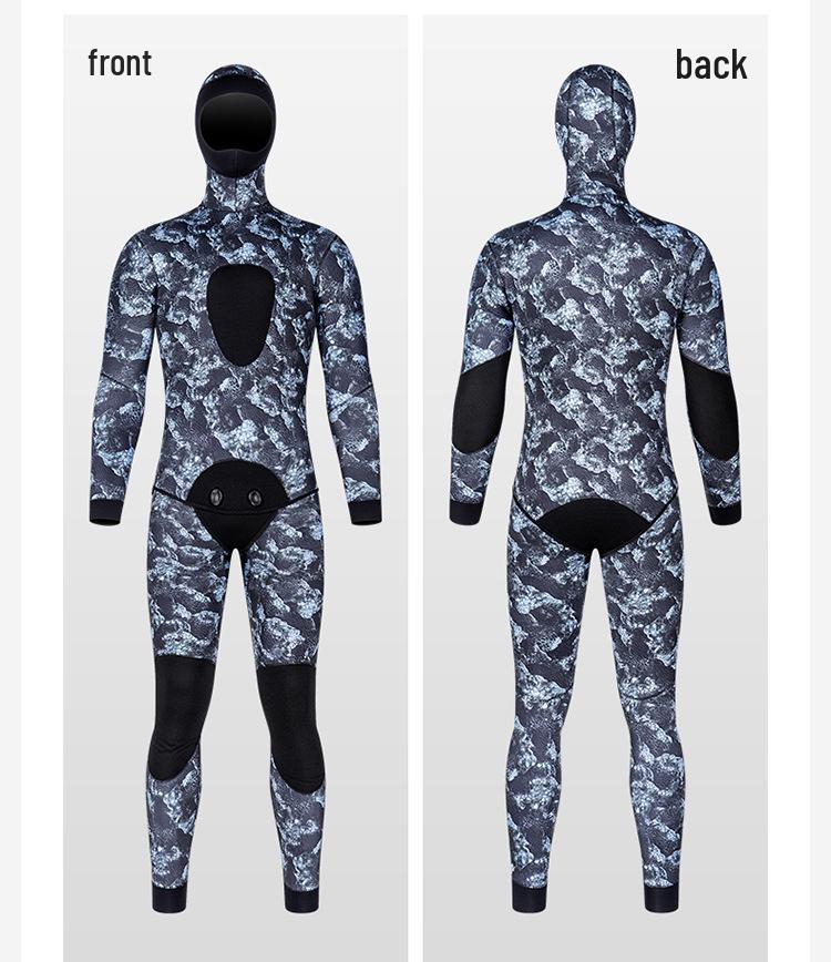 5mm Thermal Light Skin Diving Suit with Hood for Winter Swimming, Deep Diving, Surfing, Fishing, and Hunting.