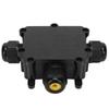 Durable 3 Way Waterproof Junction Box T-Shape Black Electrical Cable Connector Splice Box Outdoor