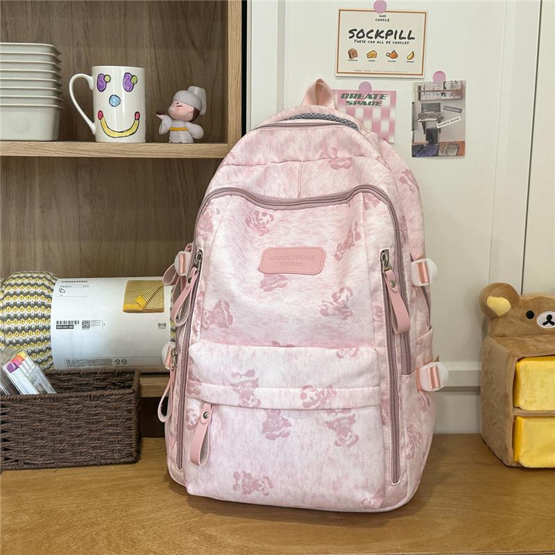 Printed Backpack College Style Schoolbag Women s Large Capacity Backpack розовый