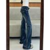 Women's Low Rise Flare Jeans Washed Vintage Slim Fit Casual Denim Pants Streetwear Trousers