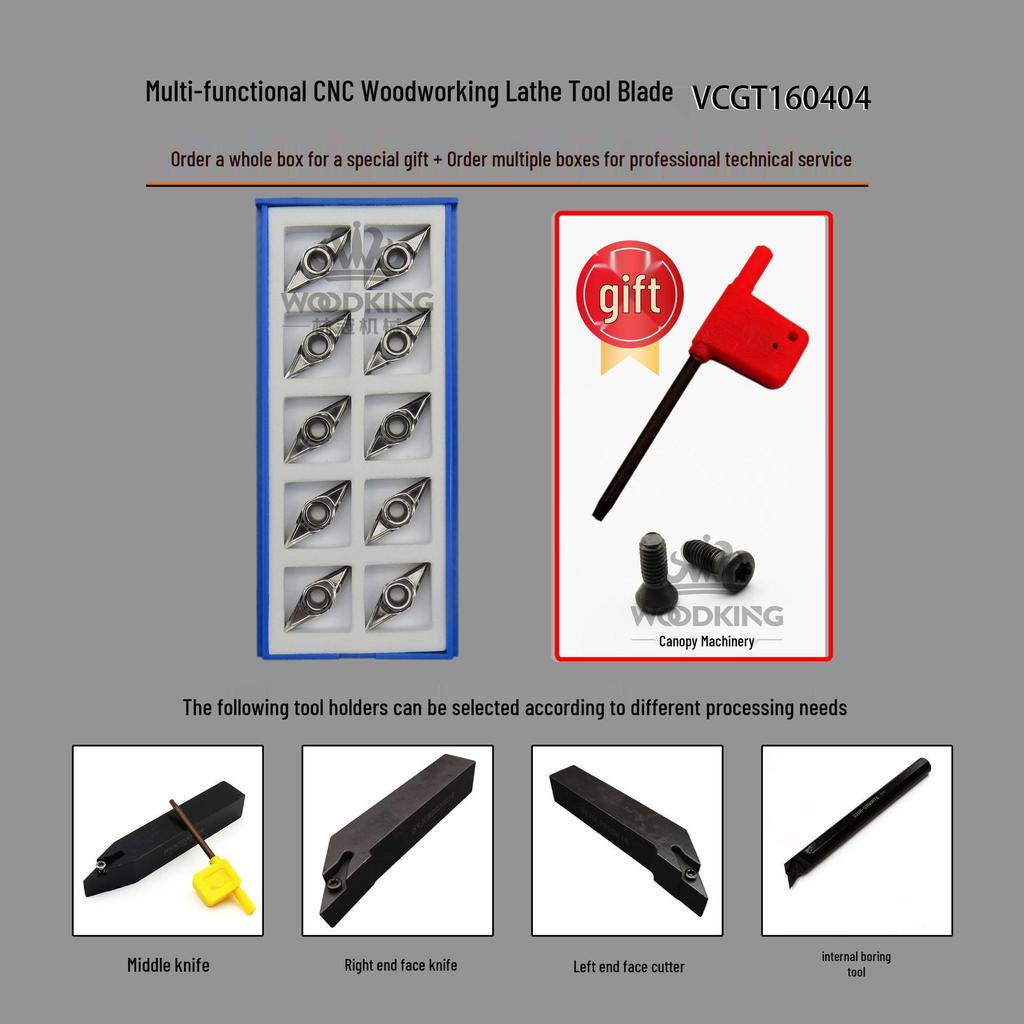 Tungsten Steel CNC Wood Lathe Tool Set with Disposable Inserts