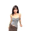 Summer explosion pure desire Spice girl style personalized design feeling pleated tube top short top women's versatile slim fit