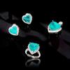 Women Jewelry Set Heart Ring Pendant Necklace Gift Imitation Paraiba Blue Gemstone