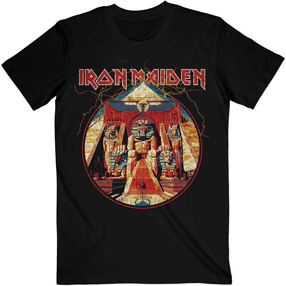 Iron Maiden  Powerslave Lightning Circle  Black T shirt - NEW Unisex T-Shirt S