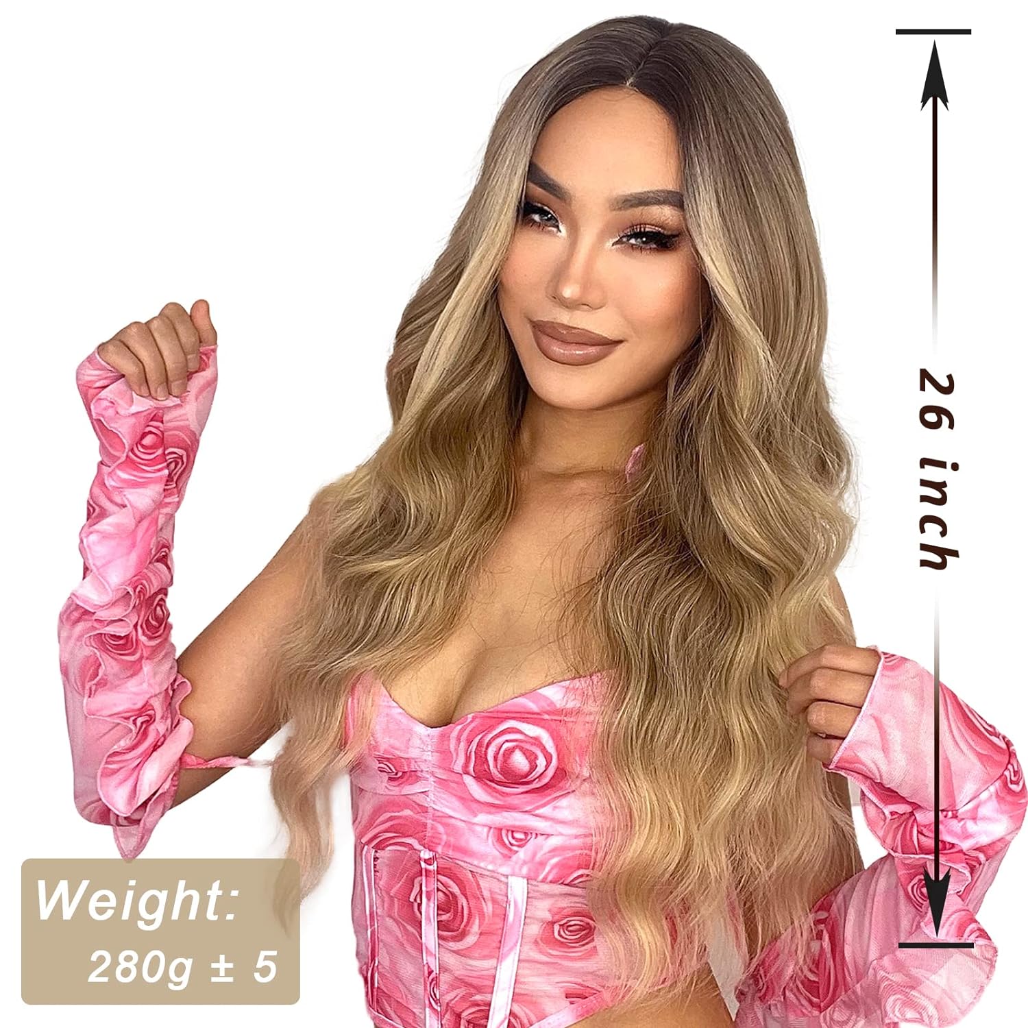 

XINRAN Длинные светлые парики для женщин Синтетический светлый волнистый парик Натуральный синтетический длинный парик грязной блондинки для повседневного использования на вечеринке 65CM