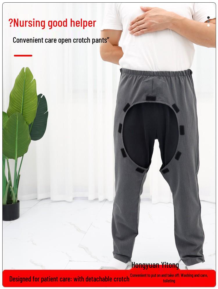 Adaptive Hosen mit offenem Schritt für bettlägerige und inkontinente Senioren