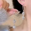 Elegant White Shell Heart Pearl Earrings For Women Sweet Gold Tone Dangle Earrings