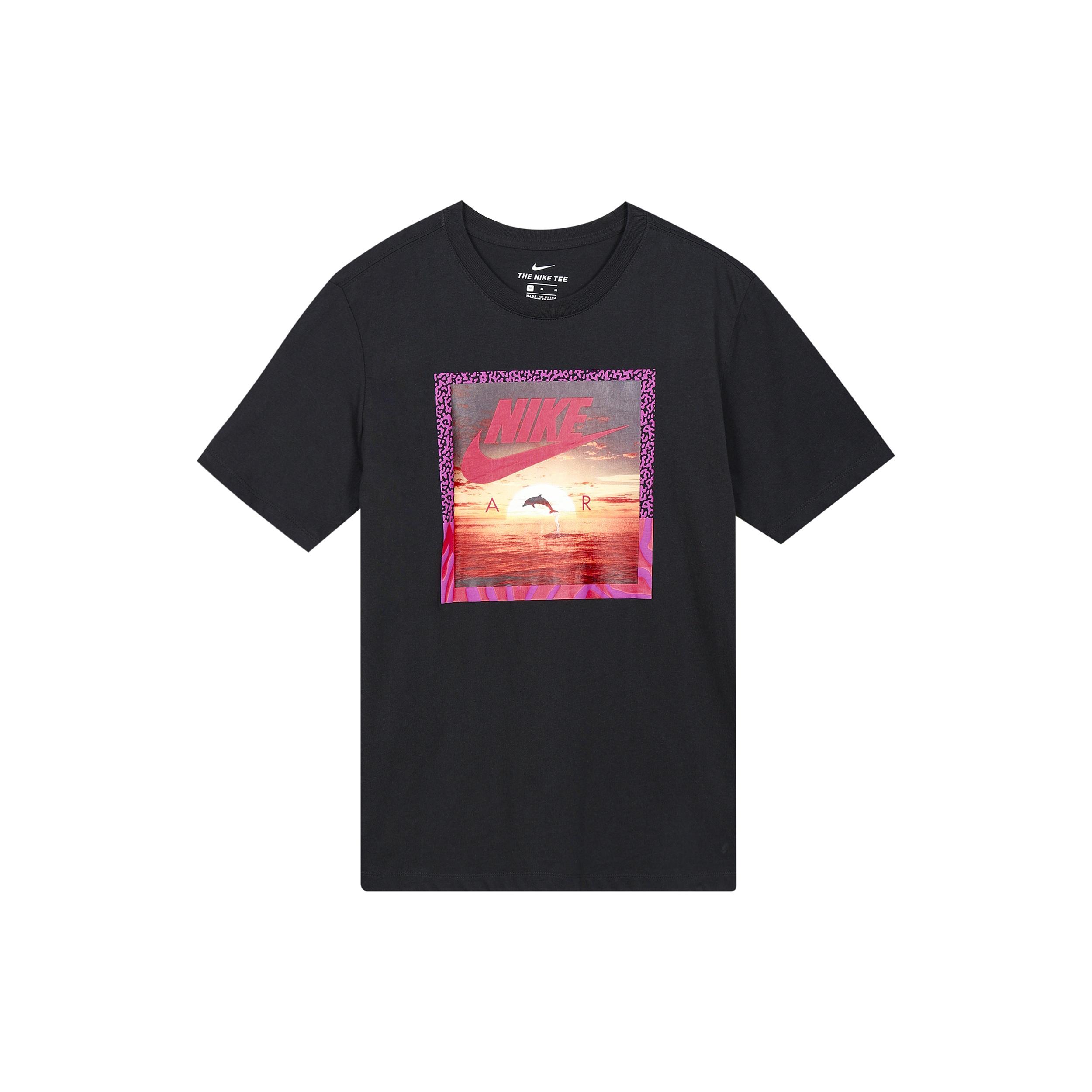 Nike Dolphin Sunset landscape Printing Short Sleeve Black Men s CT6591-010 M