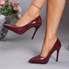 New Patent Leather Pointed Toe Stiletto Heel Shoes, Luxury Elegant Women's Pumps, Size 34-43