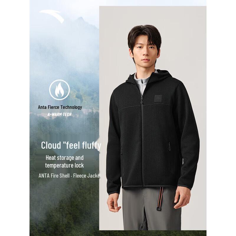 ANTA Men s Huoke Thick Fleece Hooded Outdoor Jacket S