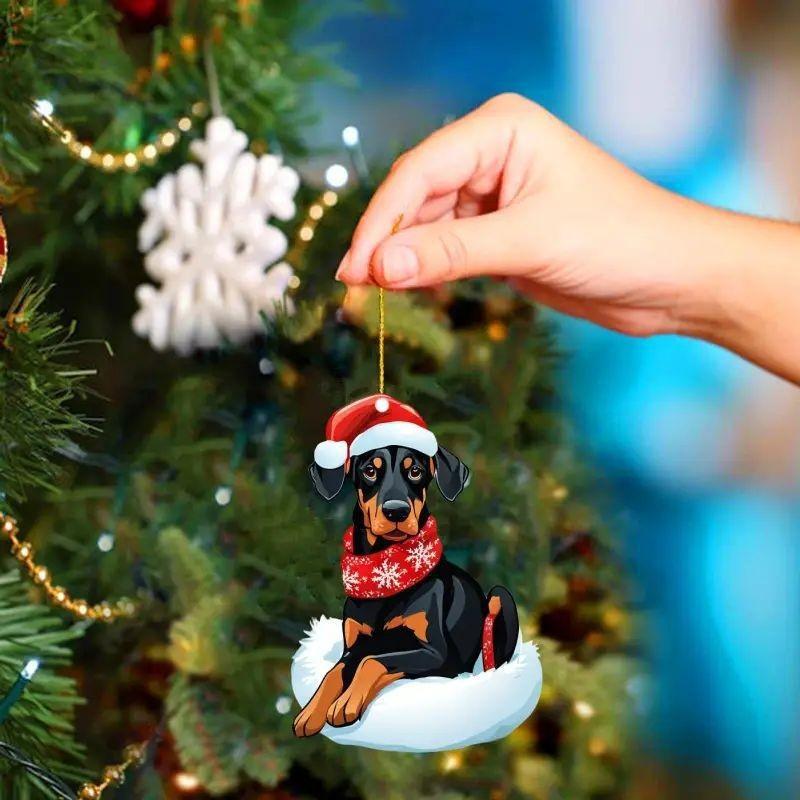 Adorable Acrylic Christmas Hat For Sleeping Dogs Car Rearview Mirror Accessory