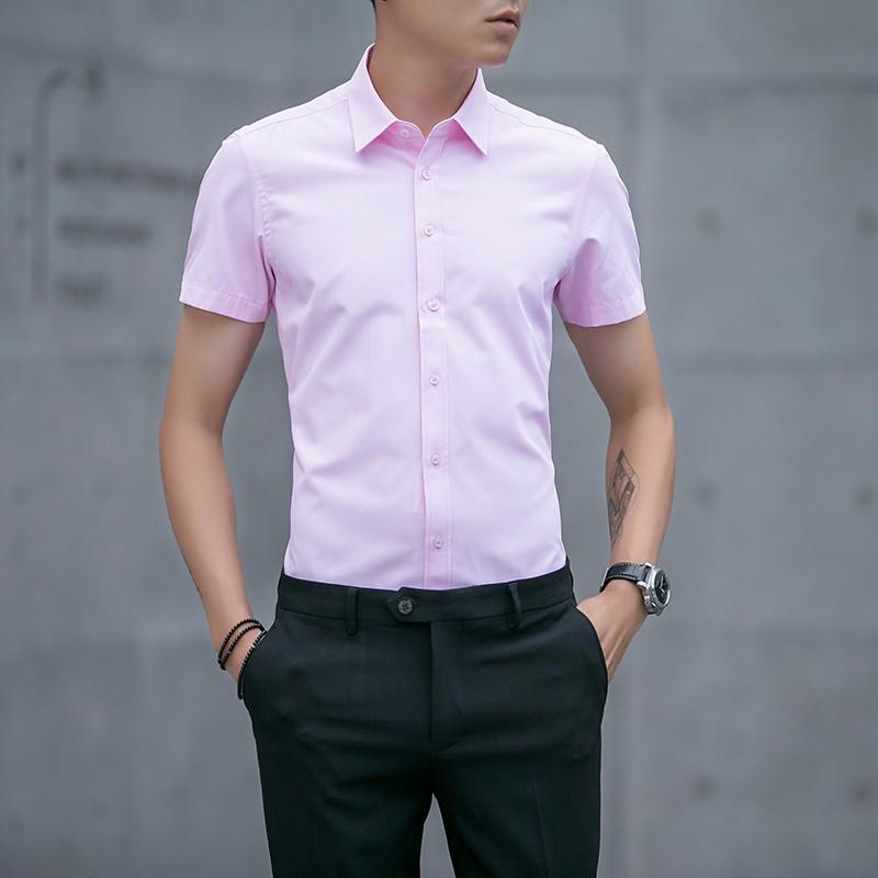 Iron-Free Slim Fit Men's White Short Sleeve Business Shirt - Anti-Wrinkle Professional Autumn Wear