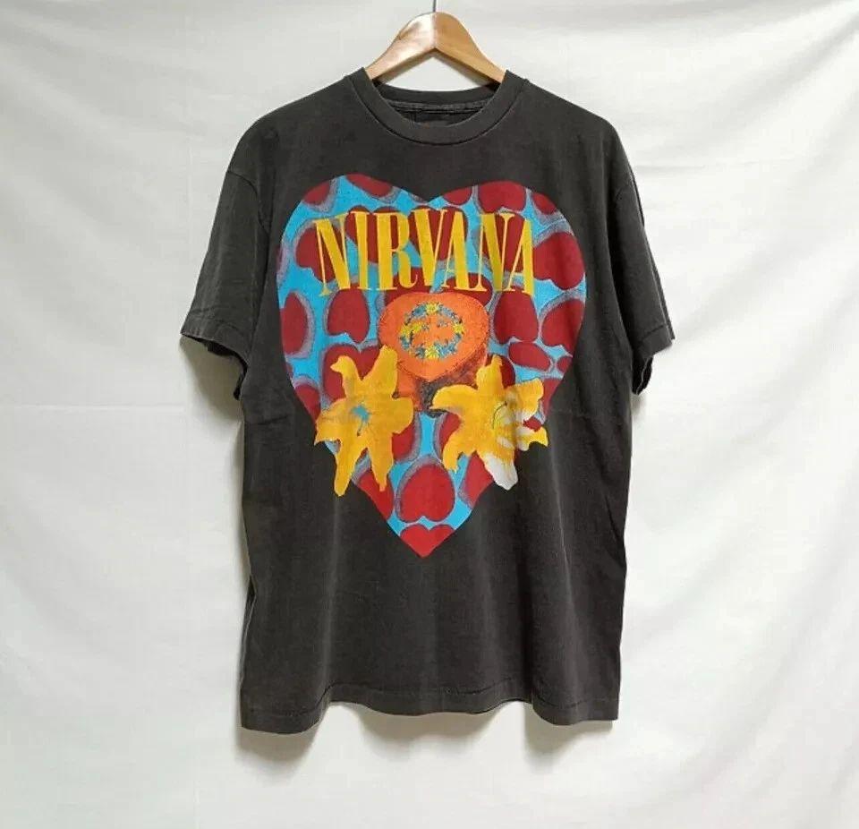 

2026 Summer Women s Vintage Nirvana Heart Shape Box T-Shirt Men s Clothing Women s Clothing Cotton and Breathable Casual T Shirt XXXL