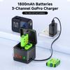 PALO 1800mAh Battery For GoPro Hero 8 7 6 5 Li-ion Battery Pack Motion Camera Battery Storage for GoPro Hero8 Rechargeable Batteries