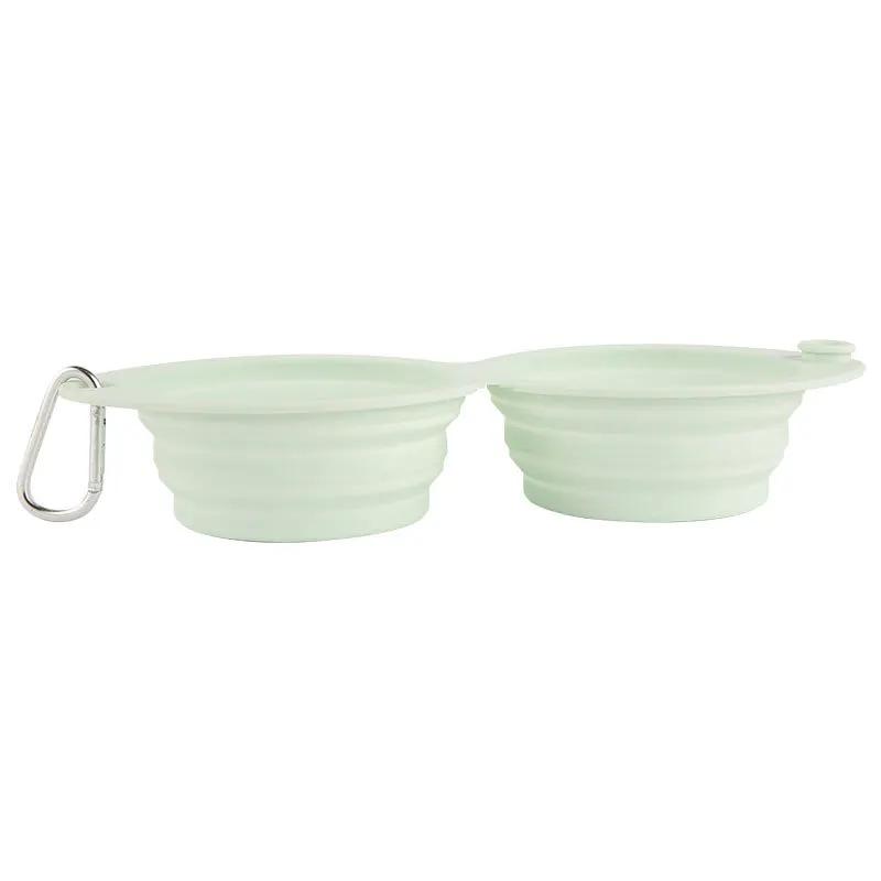 

Foldable Silicone Double Dog Bowl Portable Pet Travel Water Food Feeder for Small Medium Dogs Cats Collapsible Dish