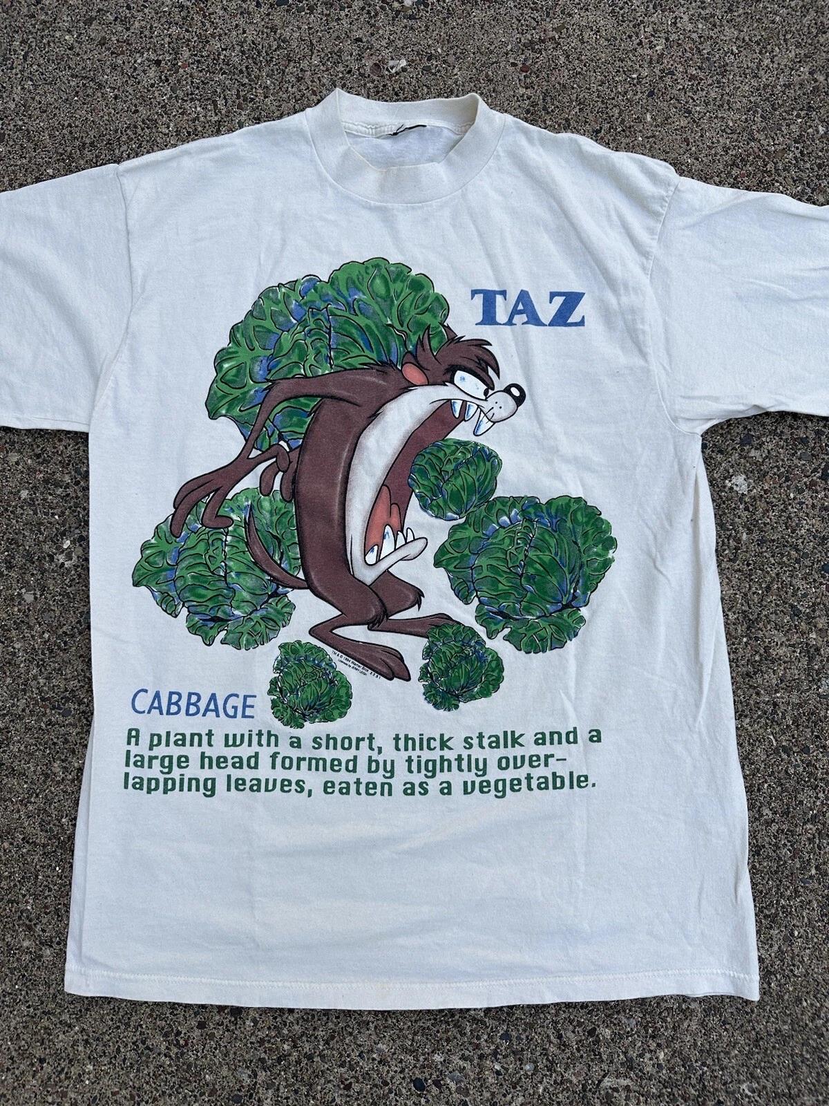 Vintage Taz x Broccoli Shirt Men’s XL Looney Tunes 90s Disney Veggies Vegan M