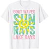 Boat Waves Sun Rays Lake Days Cute Retro Summer Vacation T-Shirt